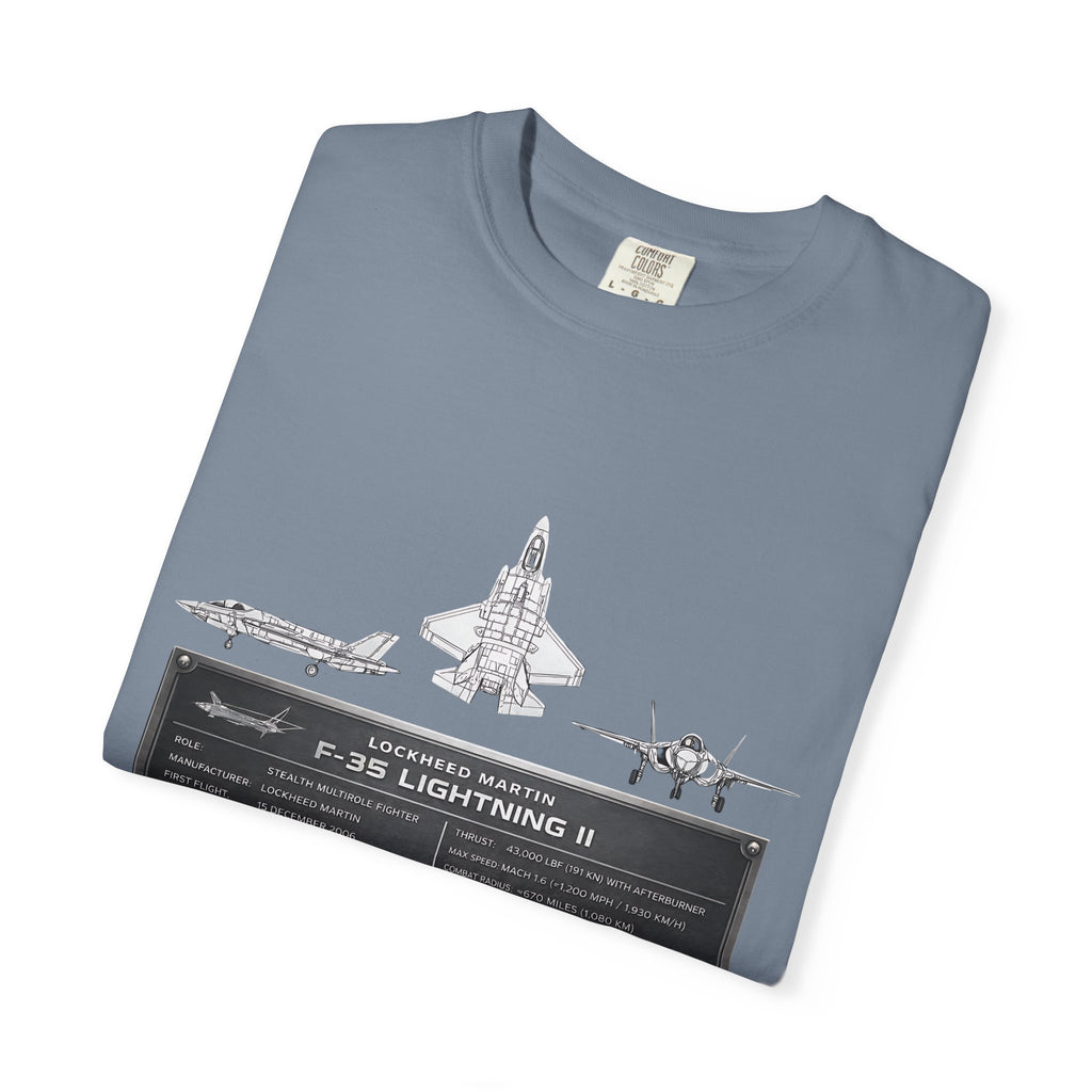 F-35 Lightning II Jet Schematic T-shirt | Military Aircraft Diagram