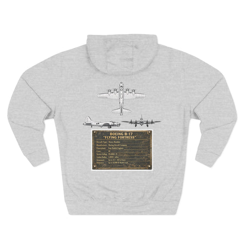 B17 Bomber Schematic Hoodie — Vintage Airplane Enthusiast Pullover
