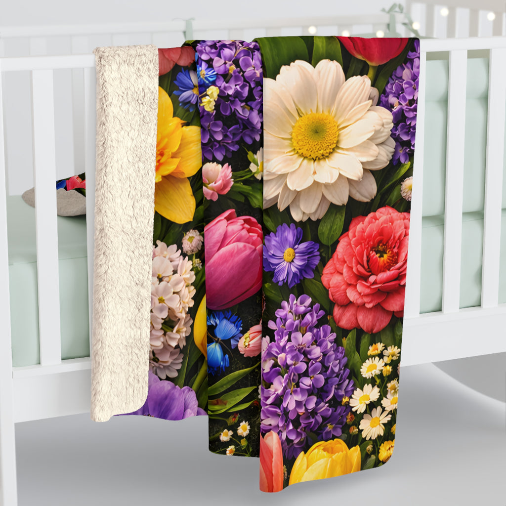 Springtime Floral Wrap Sherpa Fleece Blanket | All the Flowers Without the Allergies