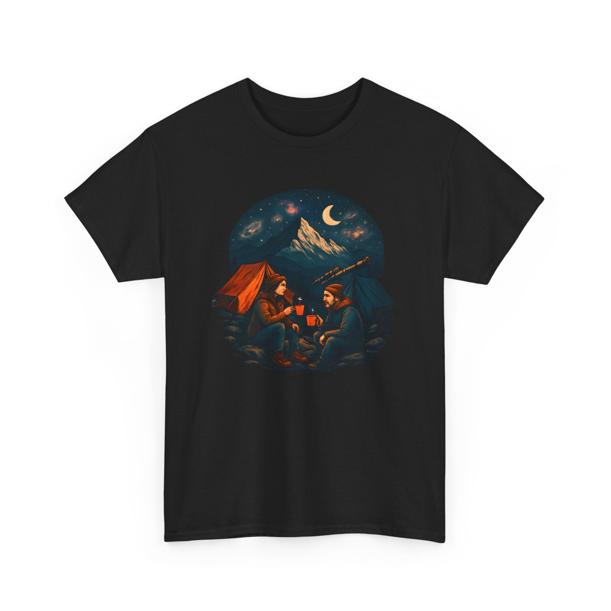Camping Stars Coffee Telescopes T-Shirt | Camping Night Sky Tee