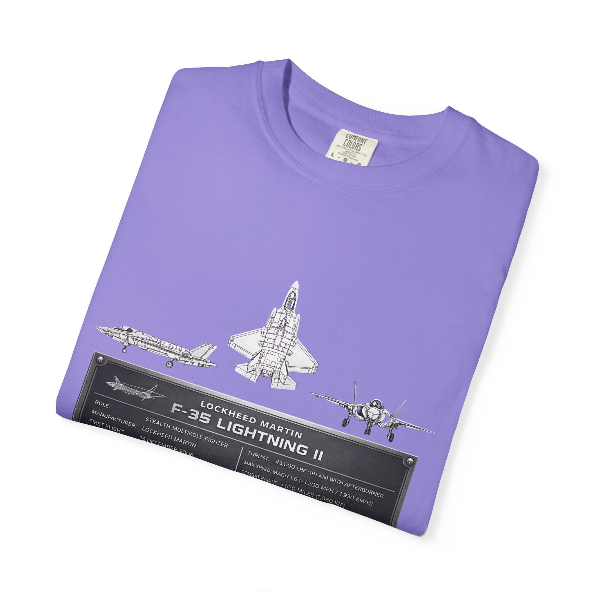 F-35 Lightning II Jet Schematic T-shirt | Military Aircraft Diagram