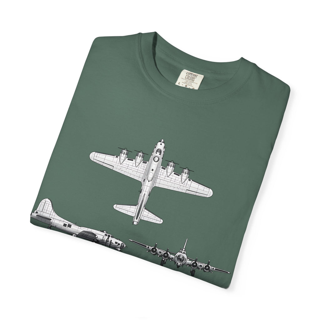 B-17 Bomber schematic Illustration T-shirt | Vintage Aviation Plane Art
