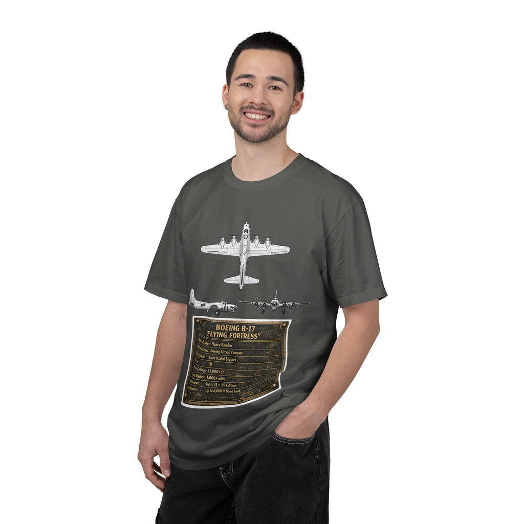 B-17 Bomber schematic Illustration T-shirt | Vintage Aviation Plane Art