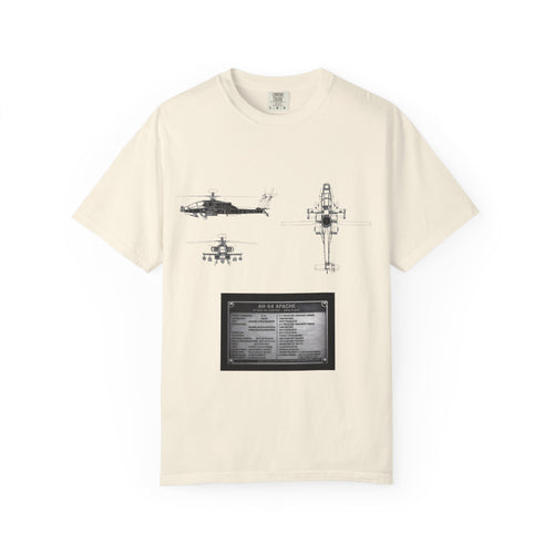 AH-64 Apache Helicopter Schematic T-shirt | Blueprint Military Diagram