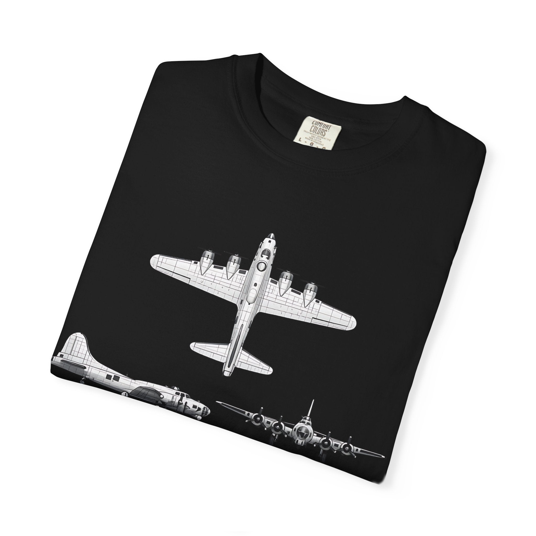 B-17 Bomber schematic Illustration T-shirt | Vintage Aviation Plane Art