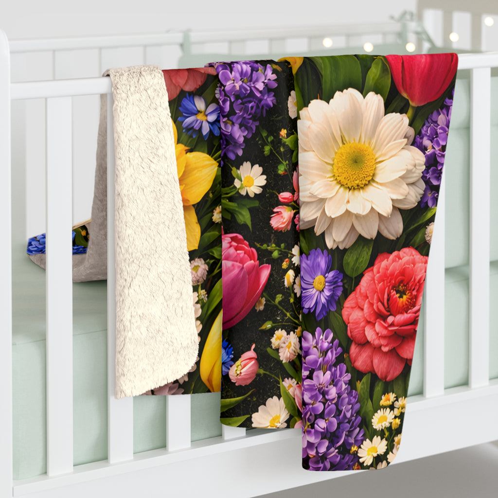 Springtime Floral Wrap Sherpa Fleece Blanket | All the Flowers Without the Allergies