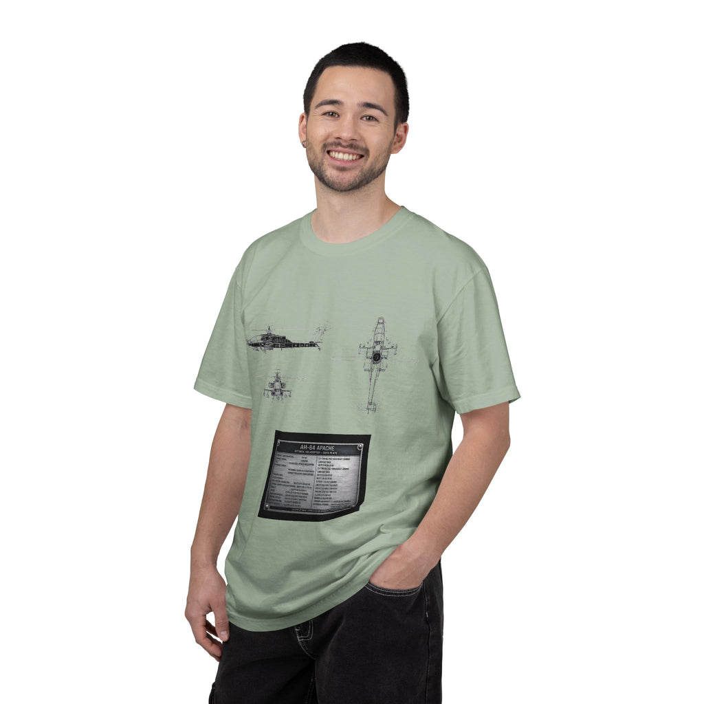 AH-64 Apache Helicopter Schematic T-shirt | Blueprint Military Diagram
