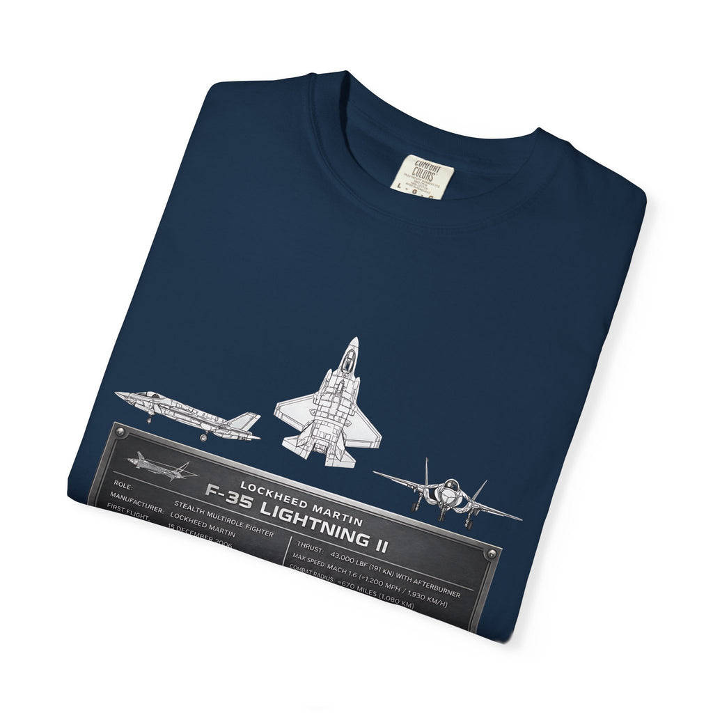 F-35 Lightning II Jet Schematic T-shirt | Military Aircraft Diagram