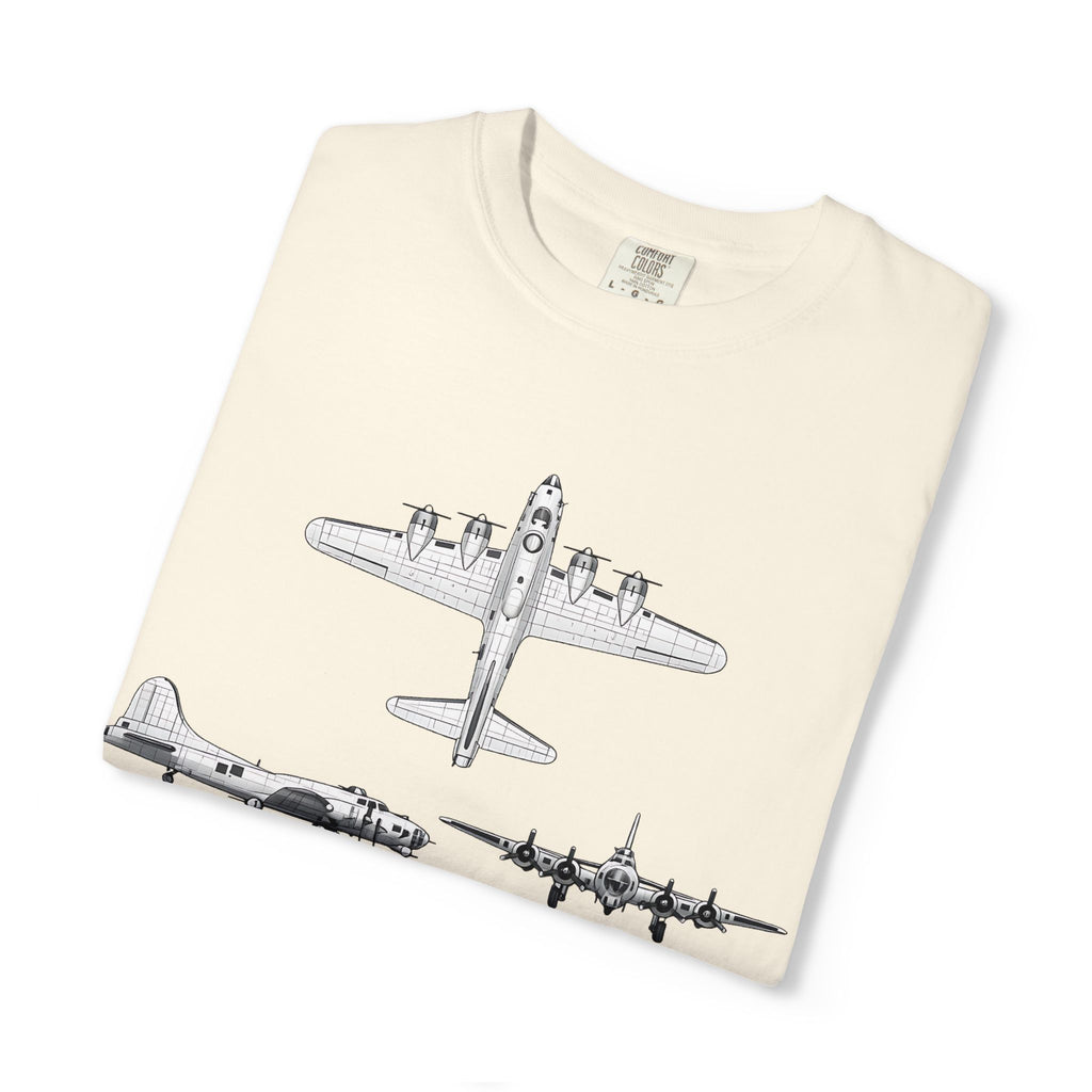 B-17 Bomber schematic Illustration T-shirt | Vintage Aviation Plane Art
