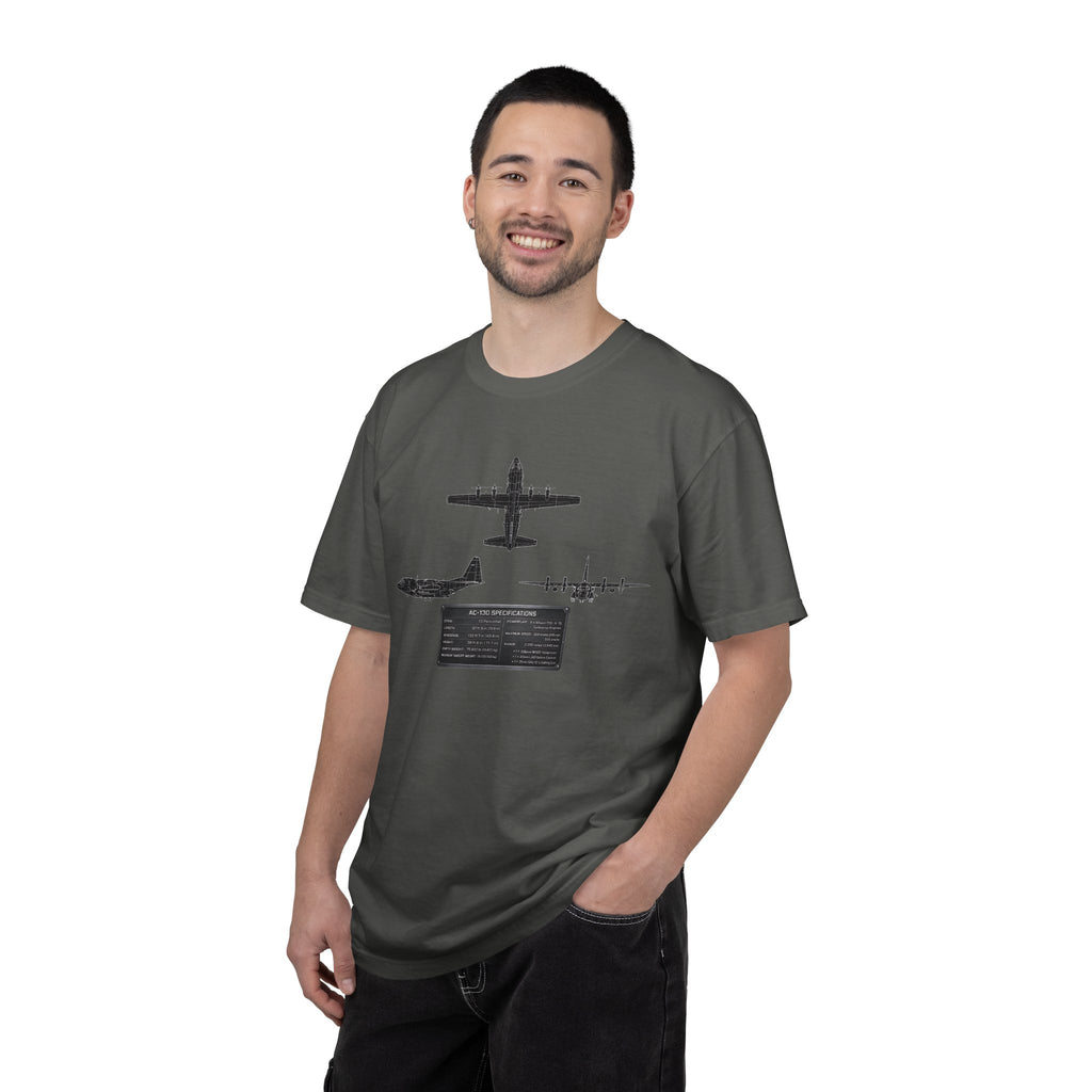 AC-130 Gunship Schematic Blueprint T-shirt | Angel of Death Diagram Military Aircraft