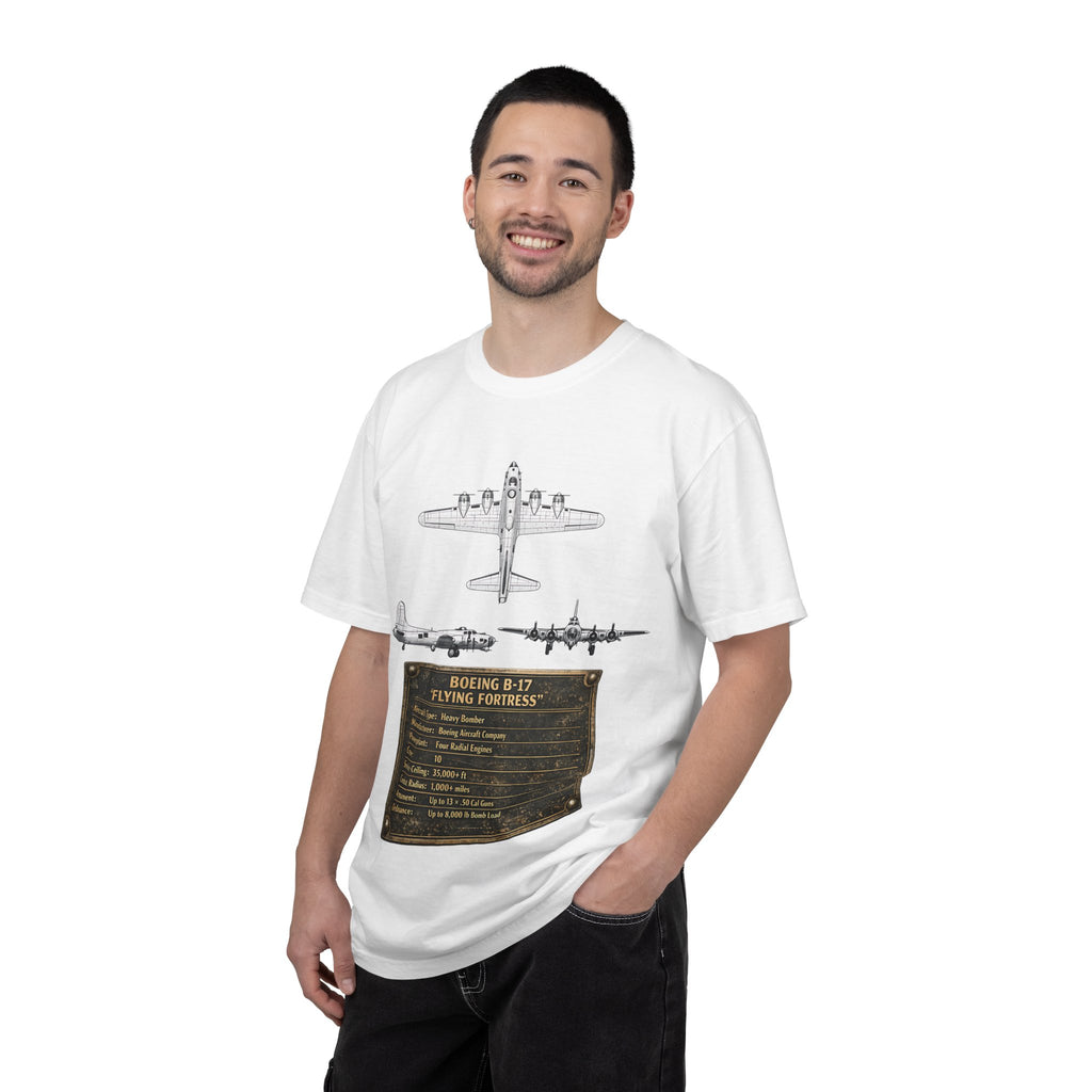 B-17 Bomber schematic Illustration T-shirt | Vintage Aviation Plane Art