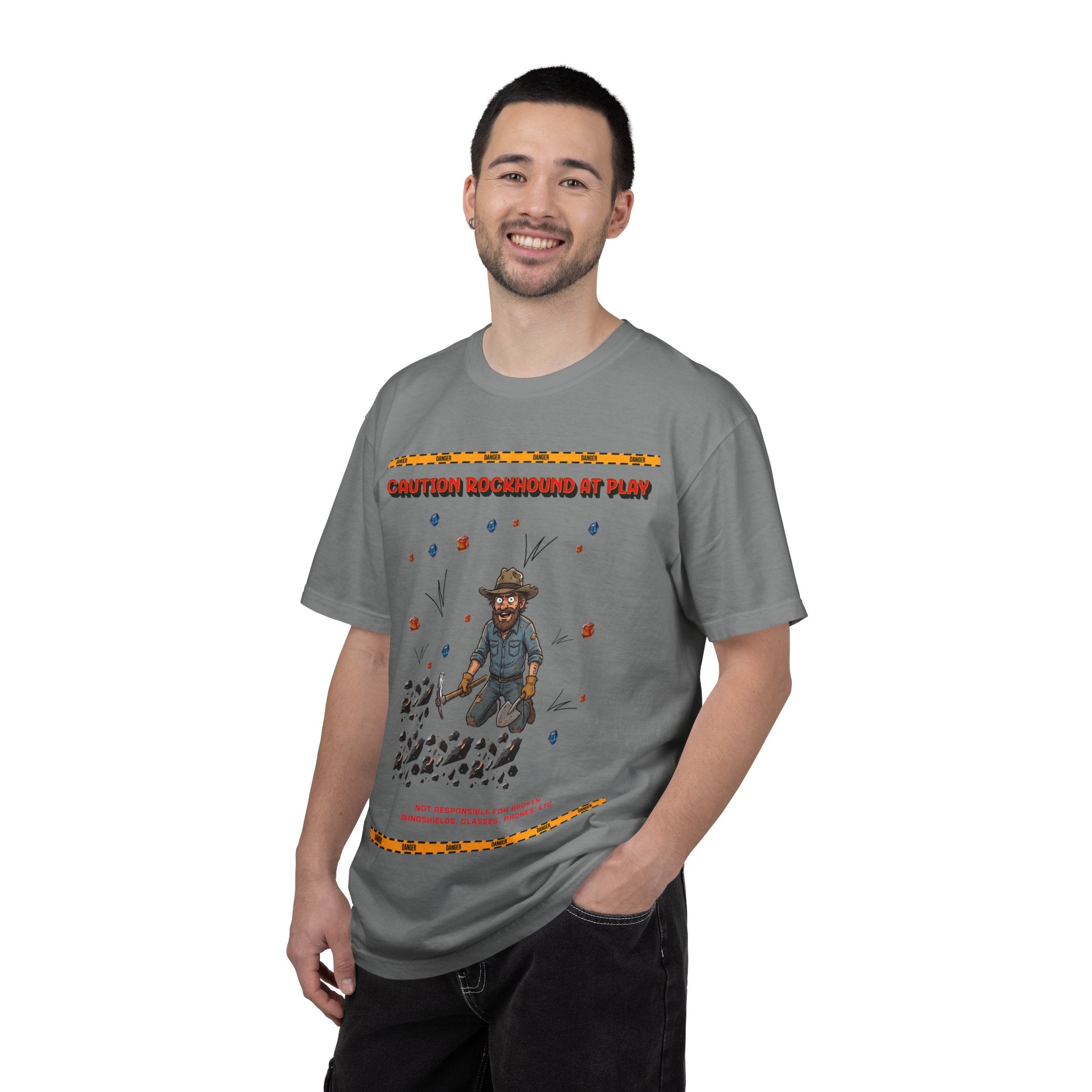 Rockhound Rocks Flying T-shirt | Mining Humor, Rock Collecting Tee, Geology, Front and Back Printed