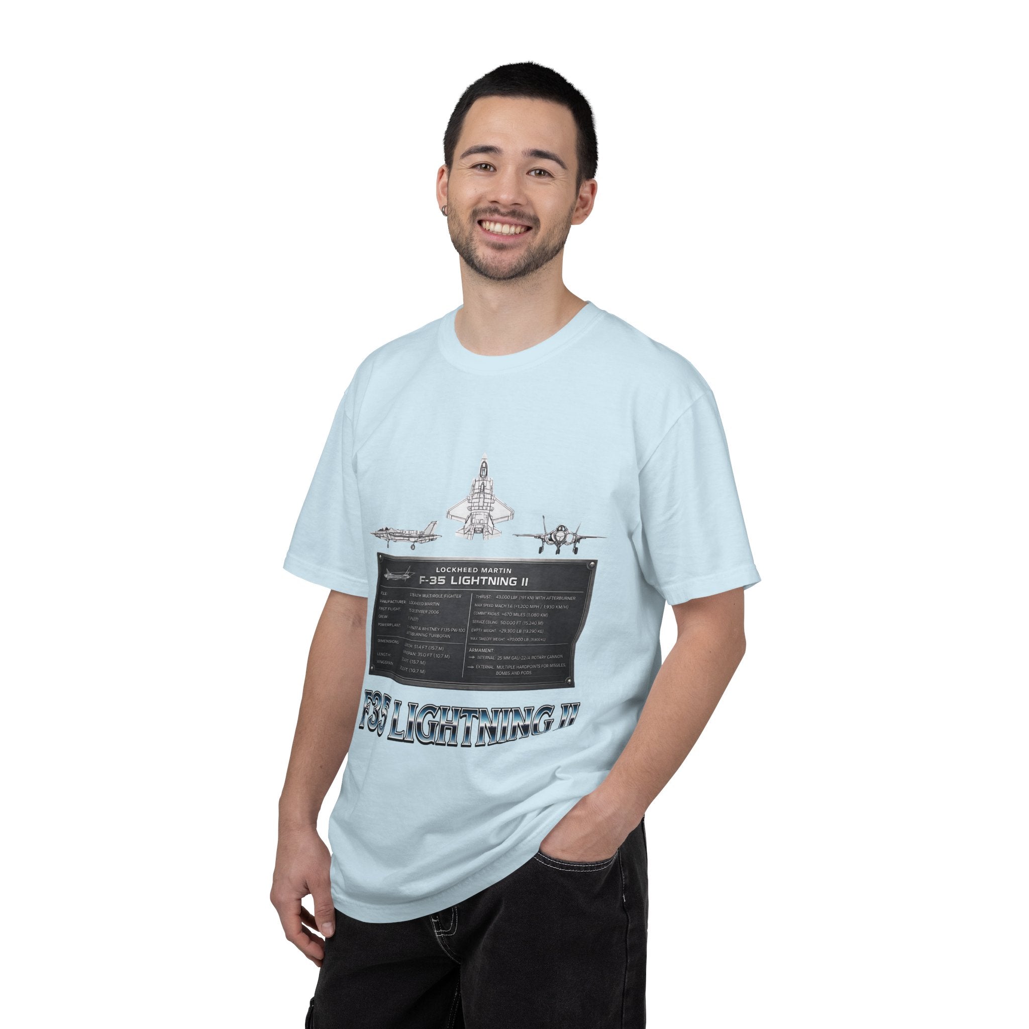 F-35 Lightning II Jet Schematic T-shirt | Military Aircraft Diagram