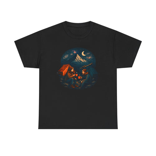 Camping Stars Coffee Telescopes T-Shirt | Camping Night Sky Tee