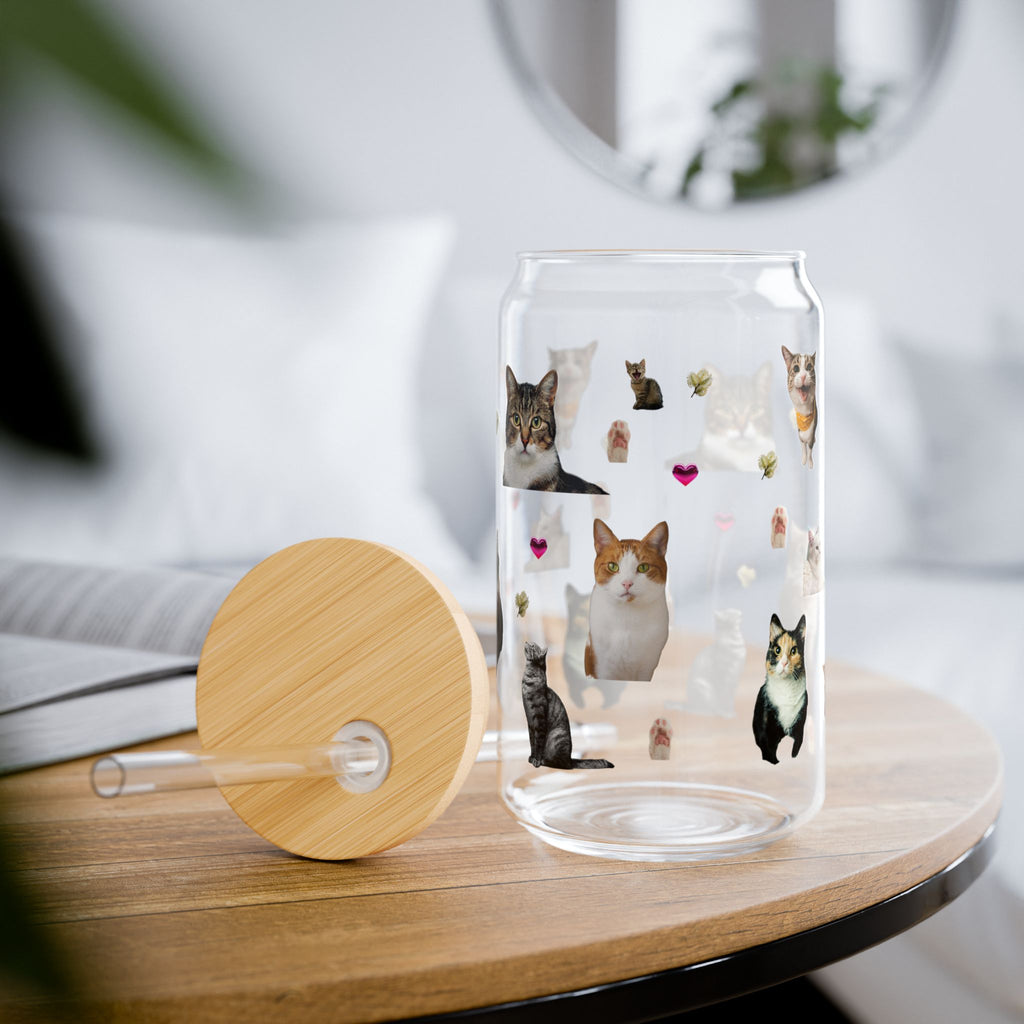 Cat Lover Sipper Glass — 16oz Glass with Cute Kitty Design