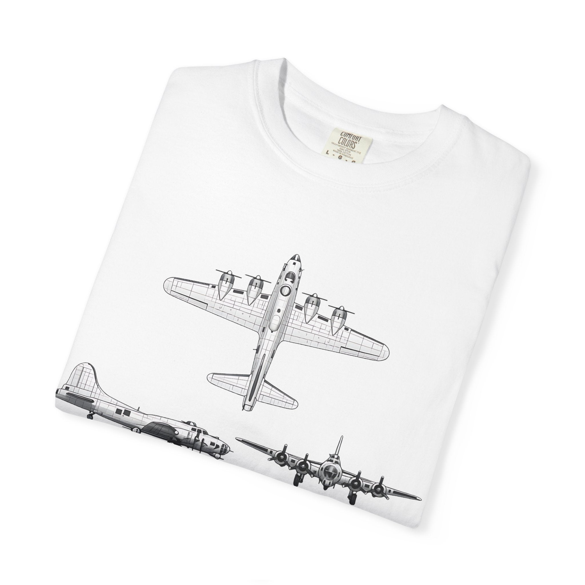 B-17 Bomber schematic Illustration T-shirt | Vintage Aviation Plane Art
