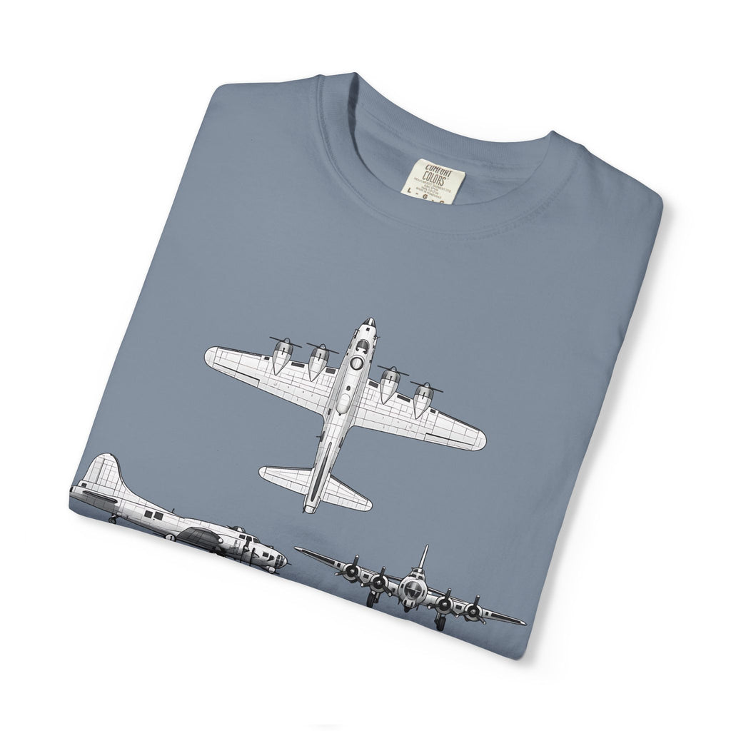 B-17 Bomber schematic Illustration T-shirt | Vintage Aviation Plane Art
