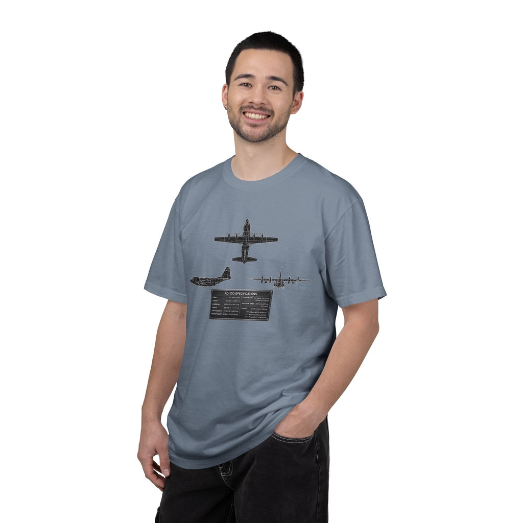 AC-130 Gunship Schematic Blueprint T-shirt | Angel of Death Diagram Military Aircraft