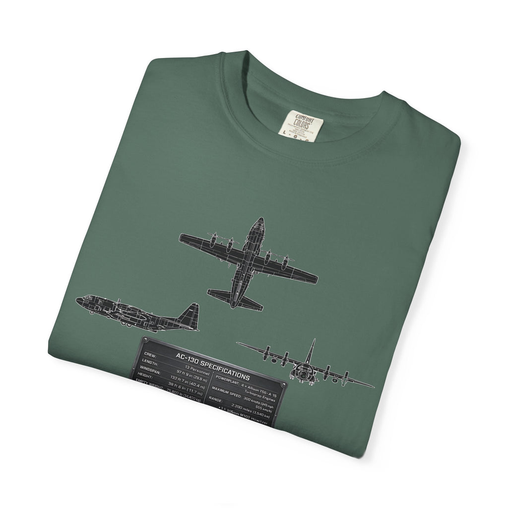 AC-130 Gunship Schematic Blueprint T-shirt | Angel of Death Diagram Military Aircraft