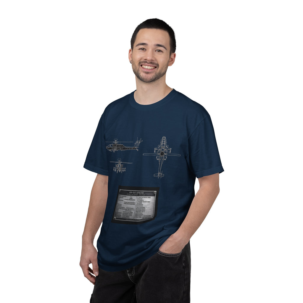 AH-64 Apache Helicopter Schematic T-shirt | Blueprint Military Diagram