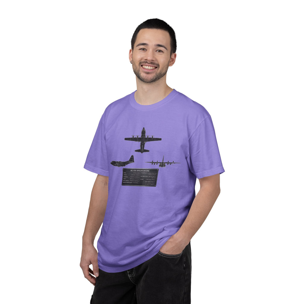 AC-130 Gunship Schematic Blueprint T-shirt | Angel of Death Diagram Military Aircraft