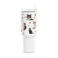 Cute Kitties Illustration Tumbler 40oz, Cat Art Stainless Travel Cup