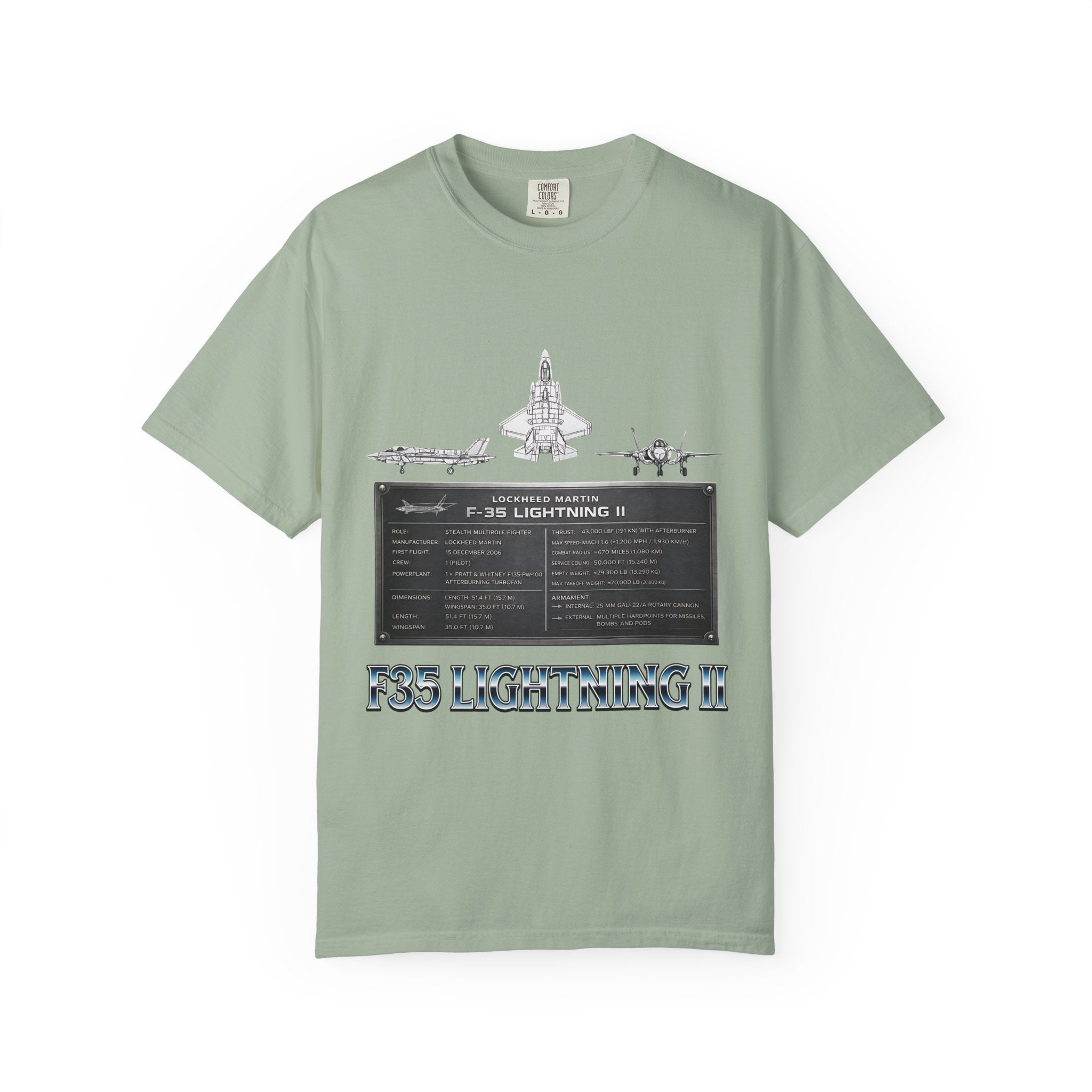 F-35 Lightning II Jet Schematic T-shirt | Military Aircraft Diagram