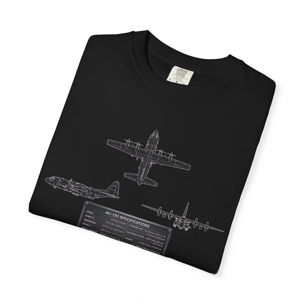 AC-130 Gunship Schematic Blueprint T-shirt | Angel of Death Diagram Military Aircraft