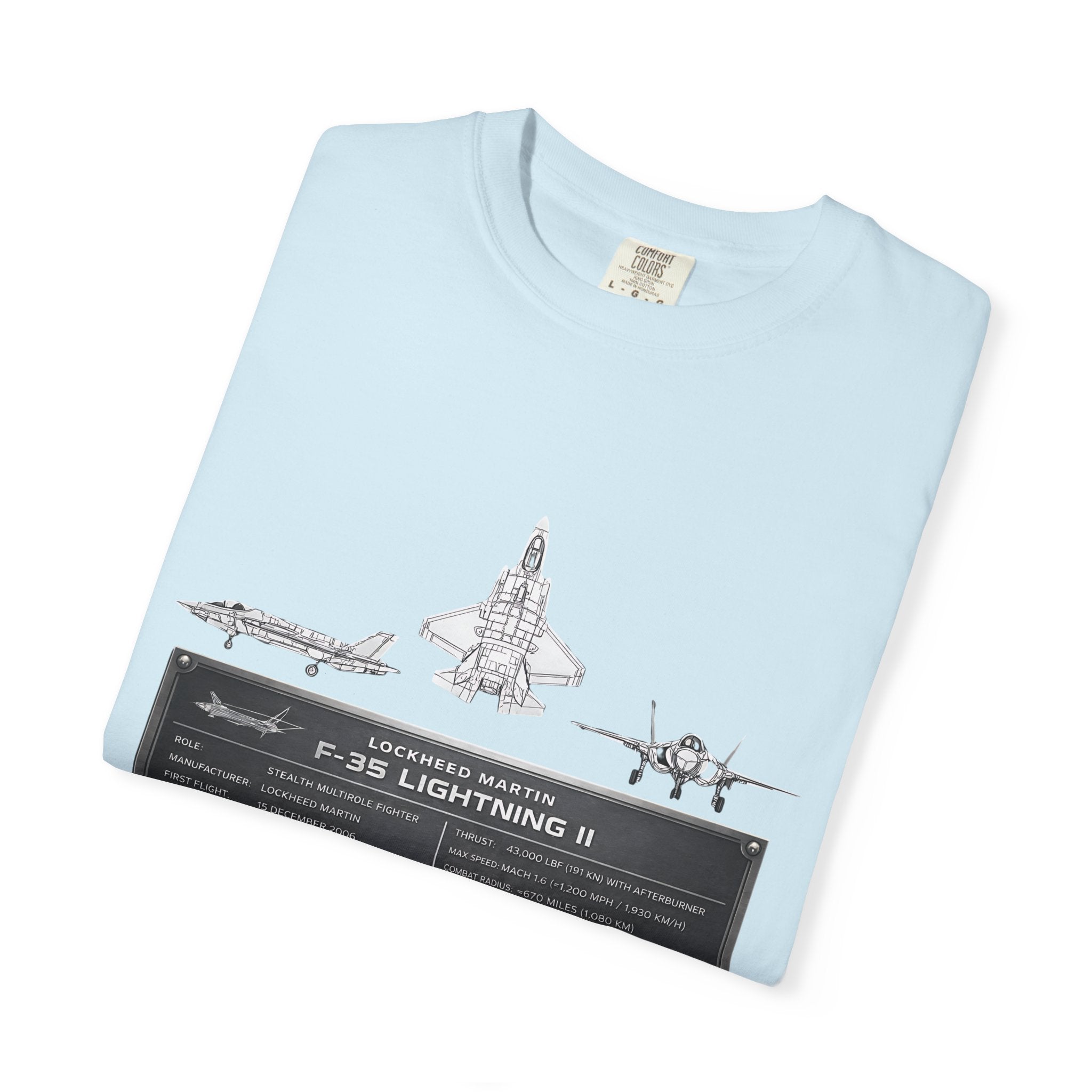 F-35 Lightning II Jet Schematic T-shirt | Military Aircraft Diagram