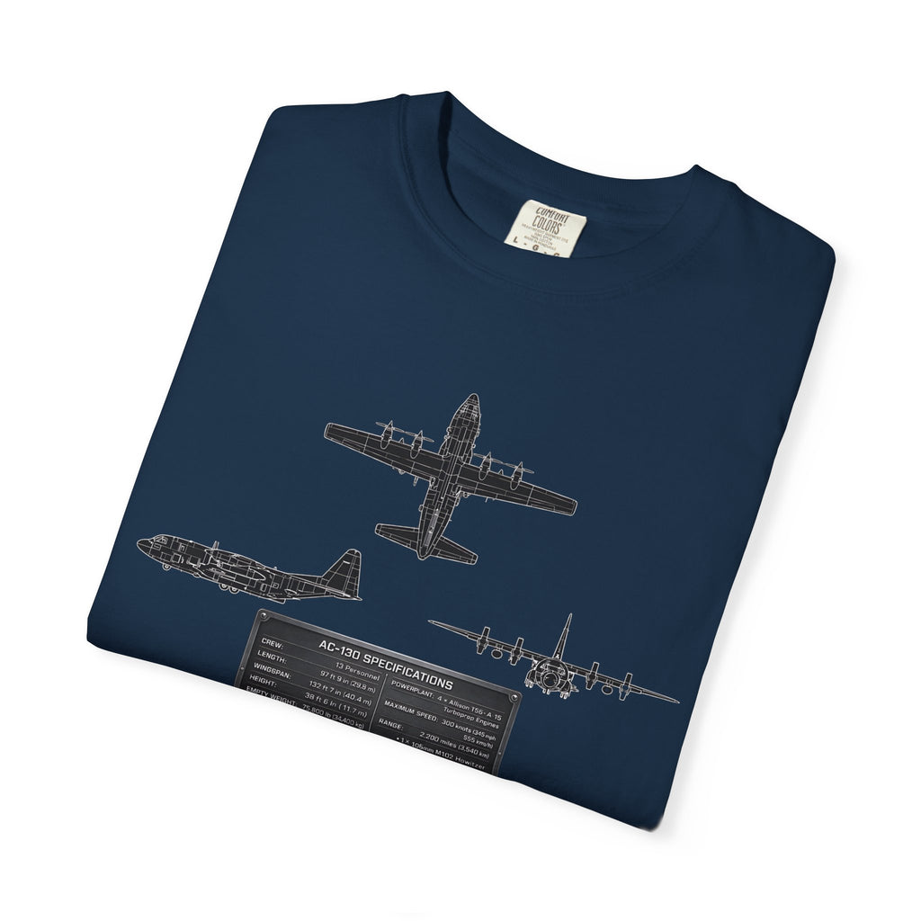 AC-130 Gunship Schematic Blueprint T-shirt | Angel of Death Diagram Military Aircraft
