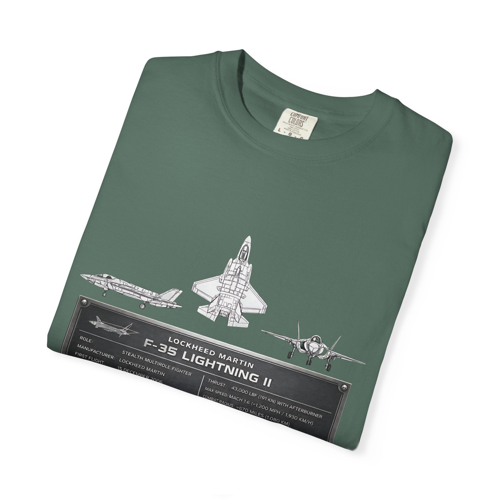 F-35 Lightning II Jet Schematic T-shirt | Military Aircraft Diagram