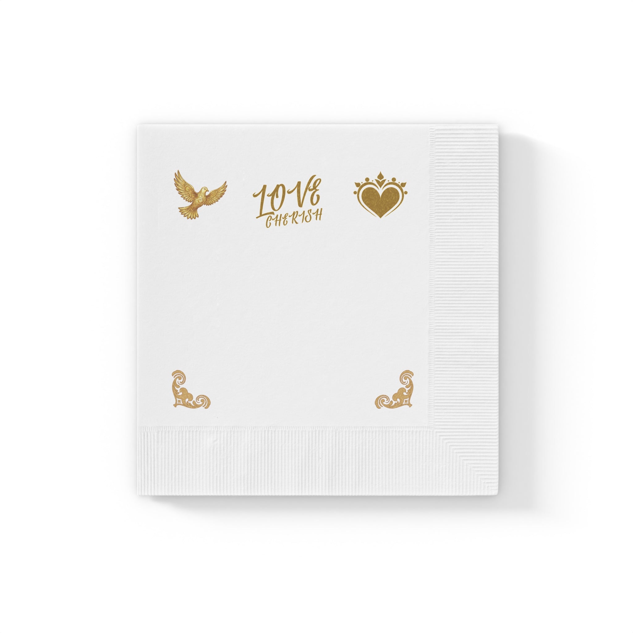 Love Script Napkins | White Coined Wedding Anniversary Valentine's