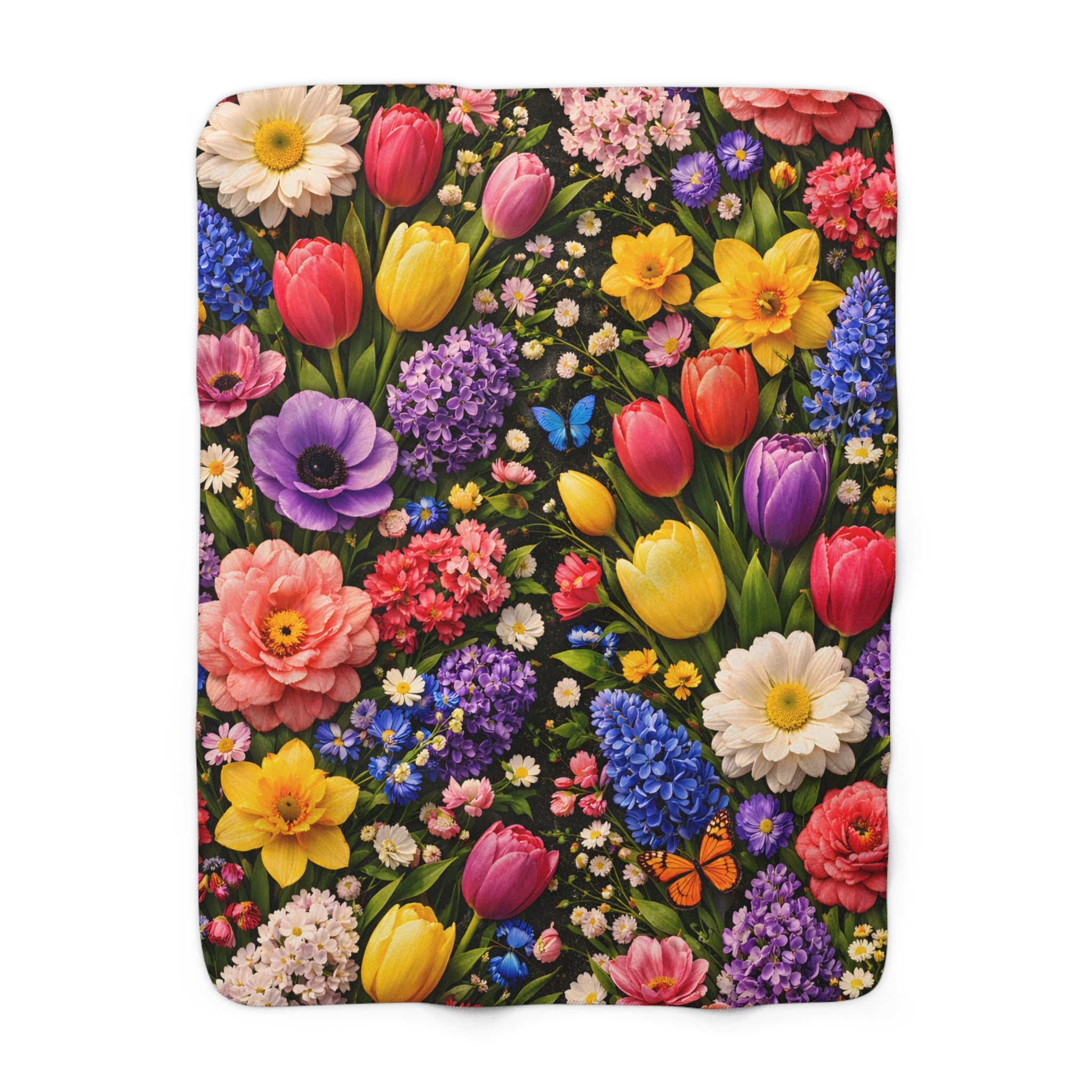 Springtime Floral Wrap Sherpa Fleece Blanket | All the Flowers Without the Allergies