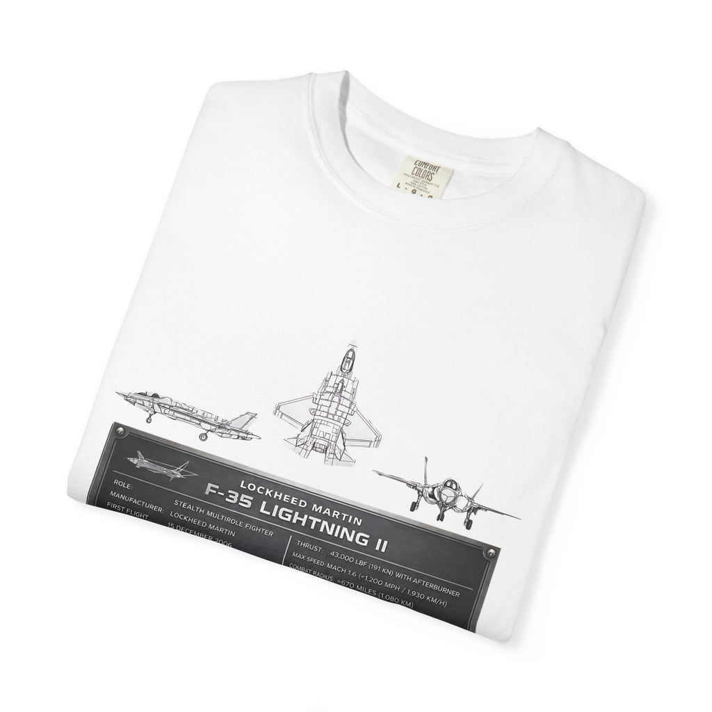 F-35 Lightning II Jet Schematic T-shirt | Military Aircraft Diagram