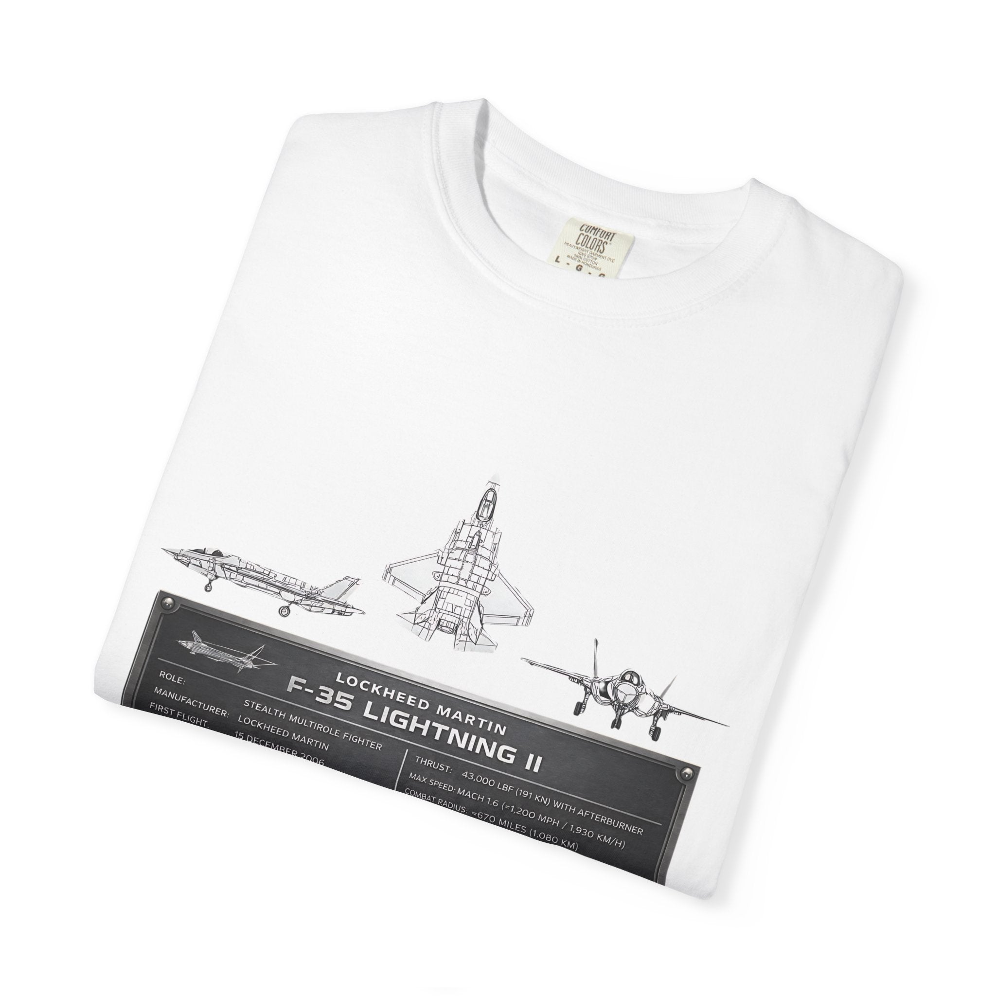 F-35 Lightning II Jet Schematic T-shirt | Military Aircraft Diagram