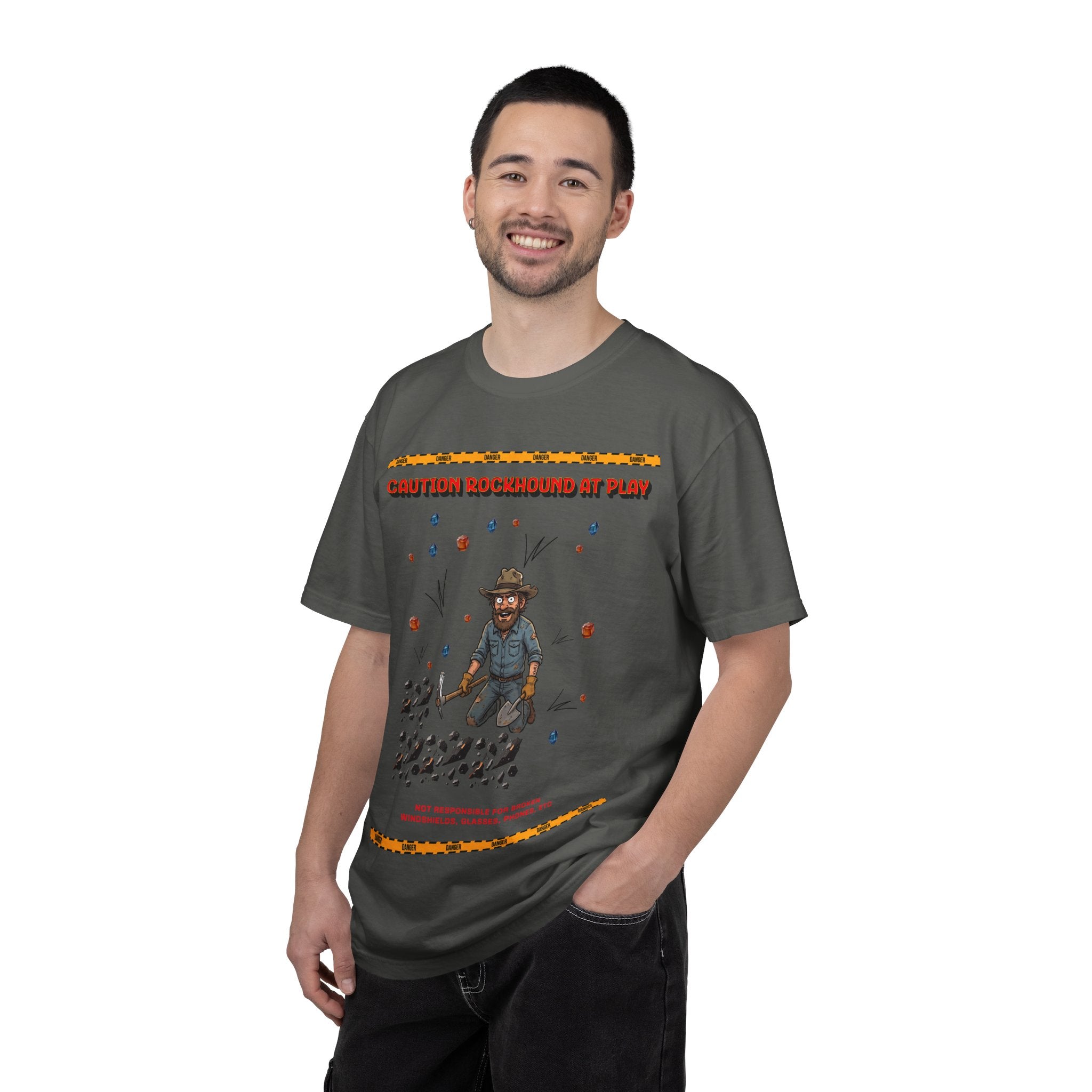 Rockhound Rocks Flying T-shirt | Mining Humor, Rock Collecting Tee, Geology, Front and Back Printed