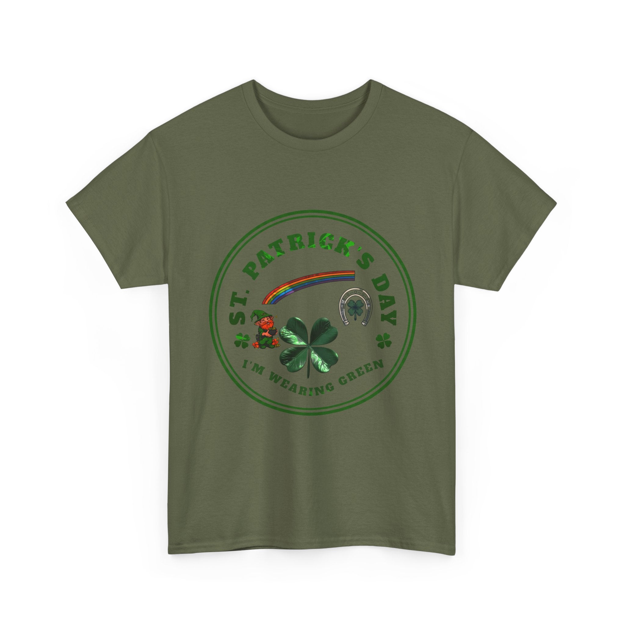 St. Patricks Day T-Shirt  Im Wearing Green Shamrock Rainbow Tee