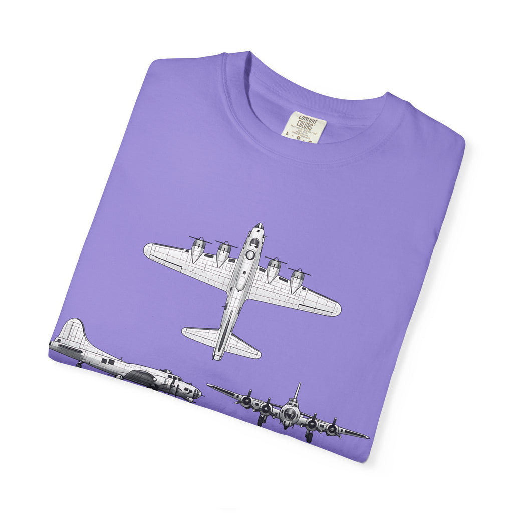 B-17 Bomber schematic Illustration T-shirt | Vintage Aviation Plane Art