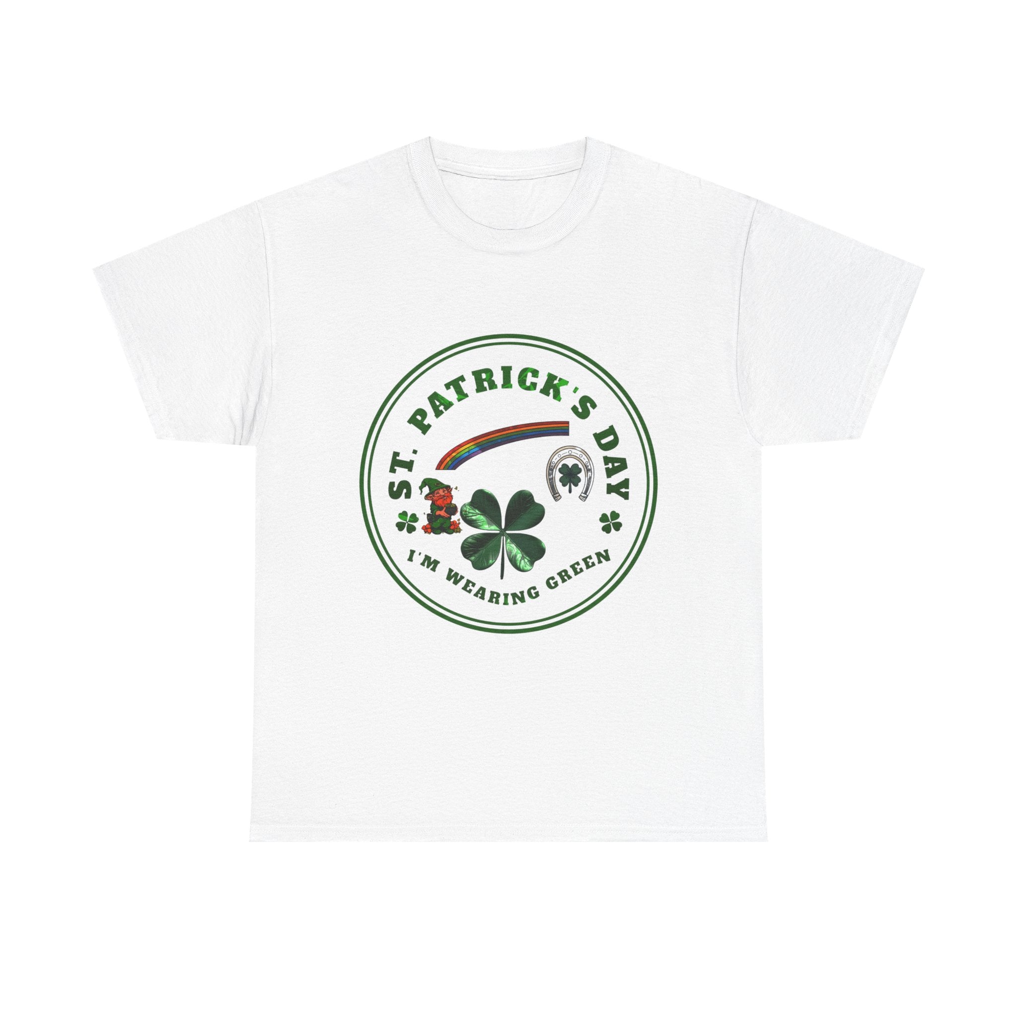 St. Patricks Day T-Shirt  Im Wearing Green Shamrock Rainbow Tee