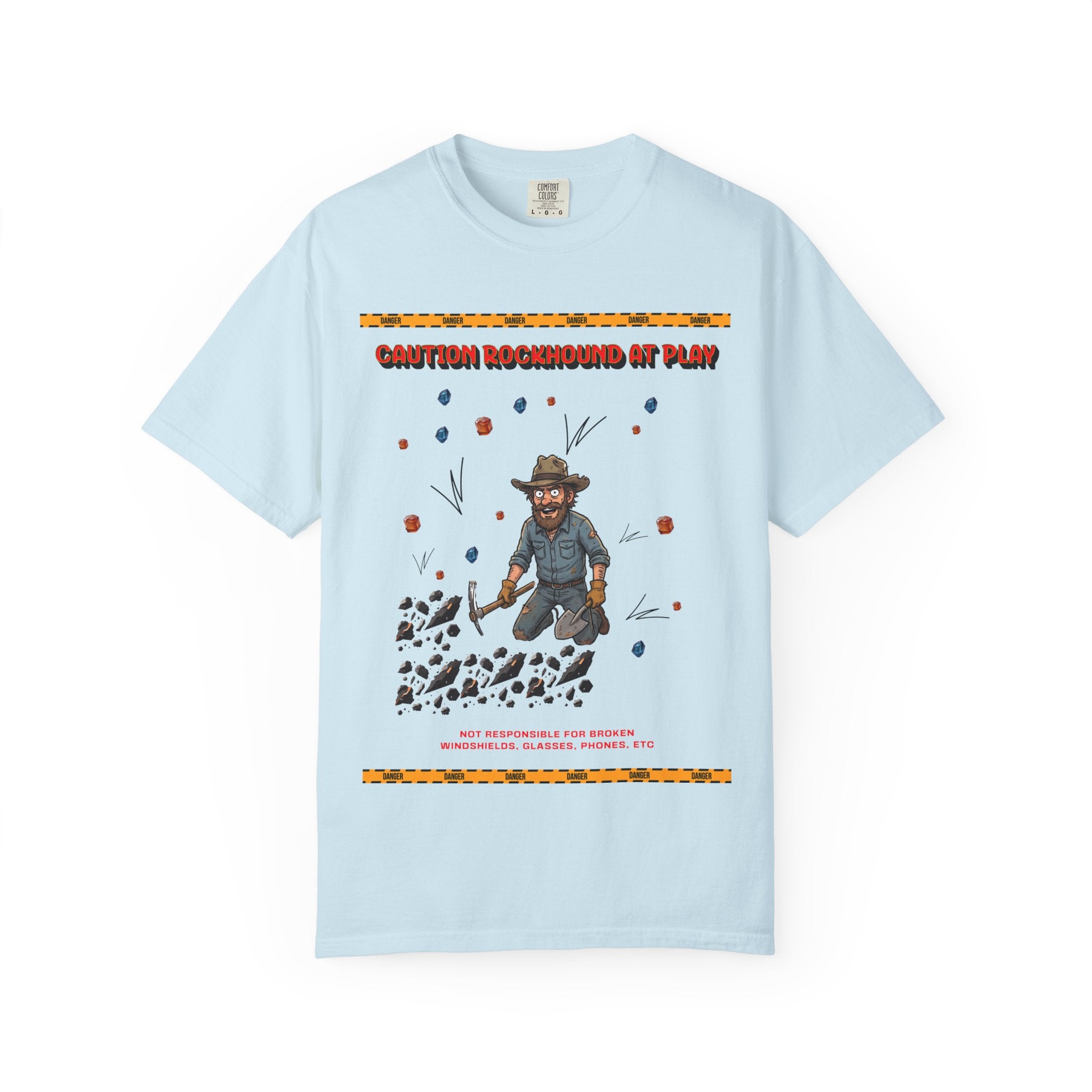 Rockhound Rocks Flying T-shirt | Mining Humor, Rock Collecting Tee, Geology, Front and Back Printed
