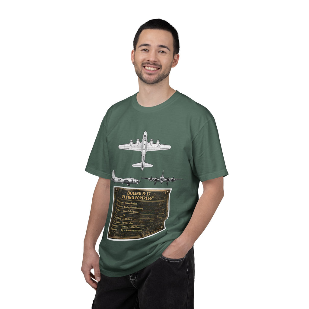 B-17 Bomber schematic Illustration T-shirt | Vintage Aviation Plane Art