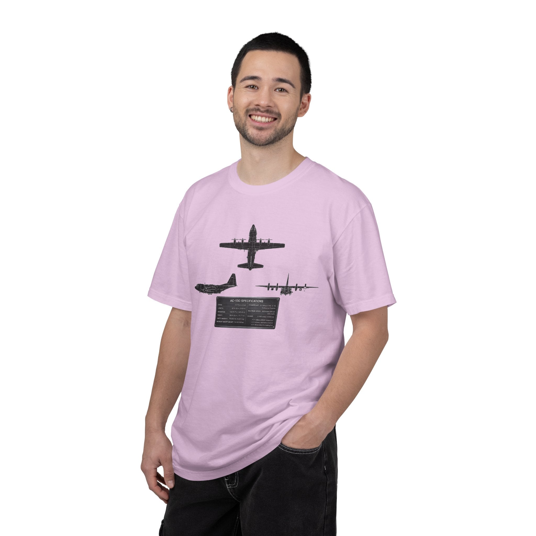 AC-130 Gunship Schematic Blueprint T-shirt | Angel of Death Diagram Military Aircraft