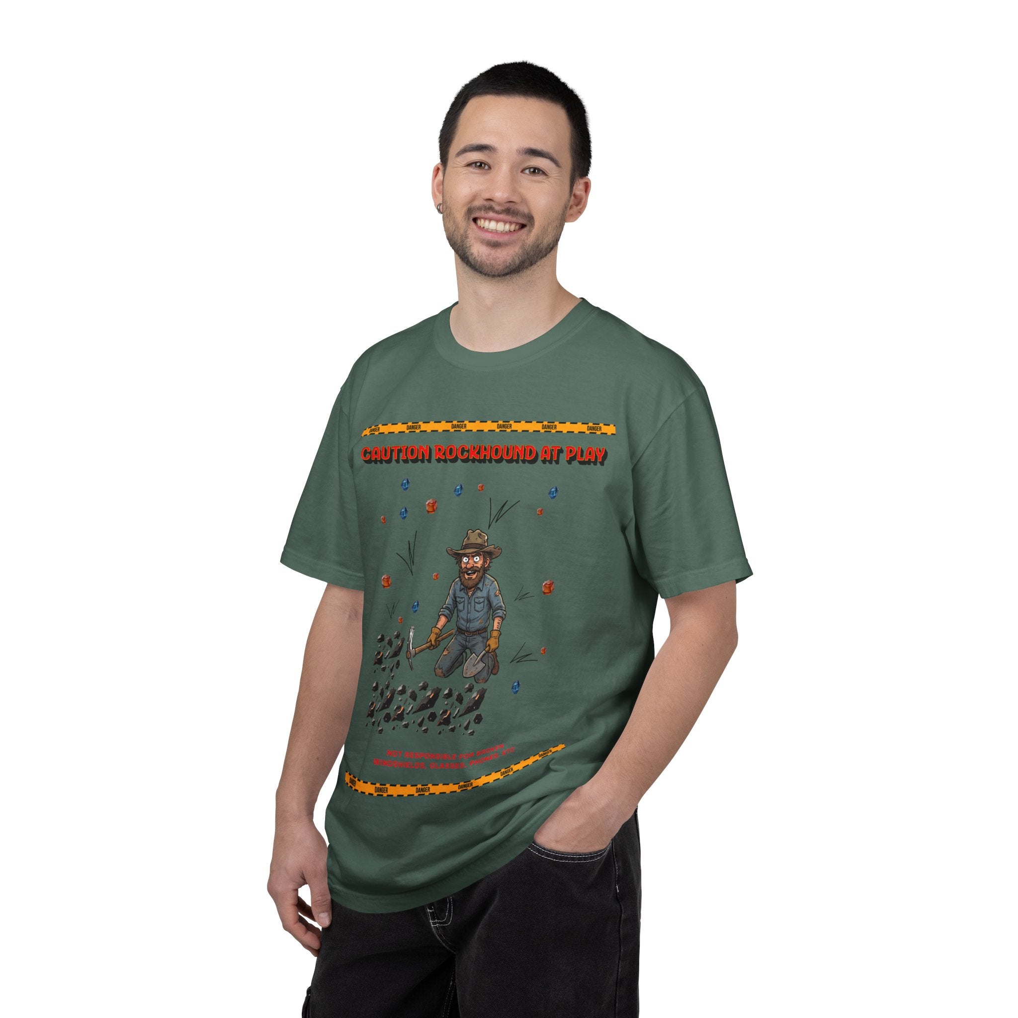 Rockhound Rocks Flying T-shirt | Mining Humor, Rock Collecting Tee, Geology, Front and Back Printed