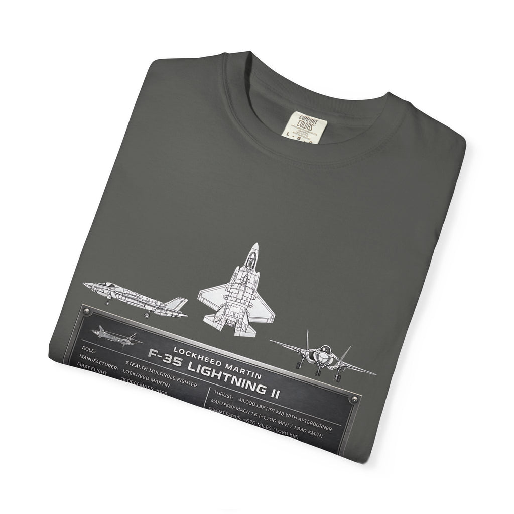 F-35 Lightning II Jet Schematic T-shirt | Military Aircraft Diagram