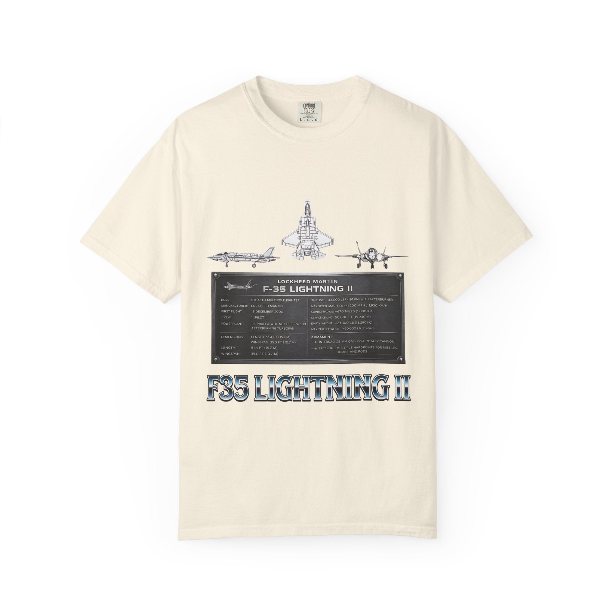 F-35 Lightning II Jet Schematic T-shirt | Military Aircraft Diagram