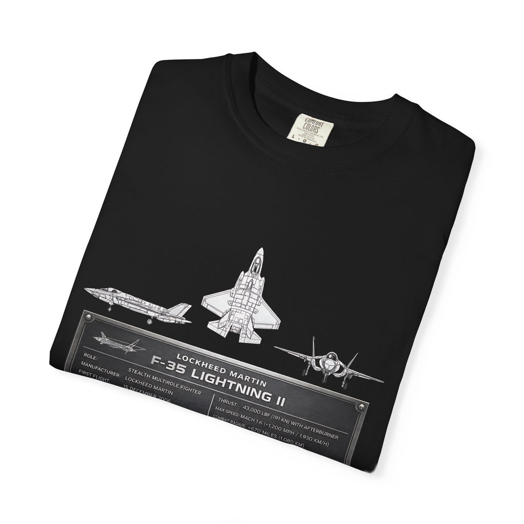 F-35 Lightning II Jet Schematic T-shirt | Military Aircraft Diagram