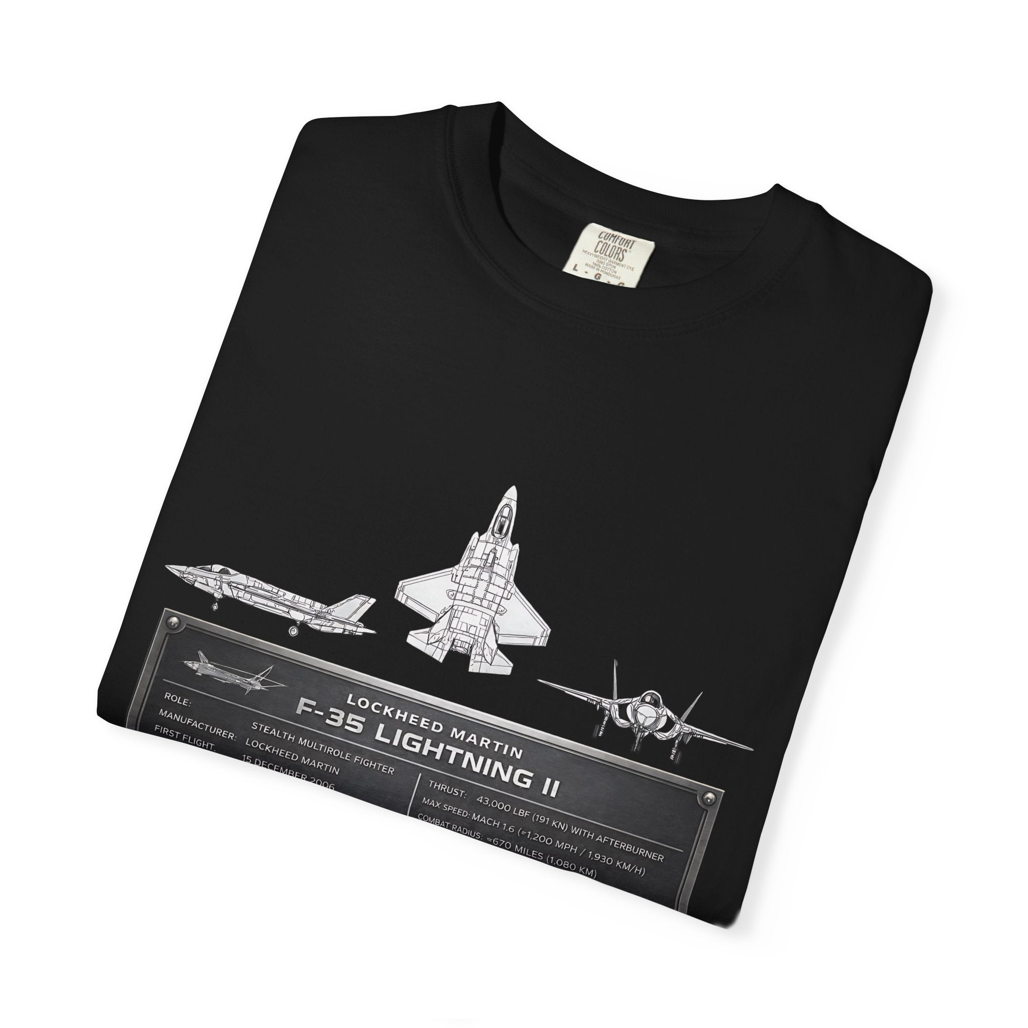 F-35 Lightning II Jet Schematic T-shirt | Military Aircraft Diagram