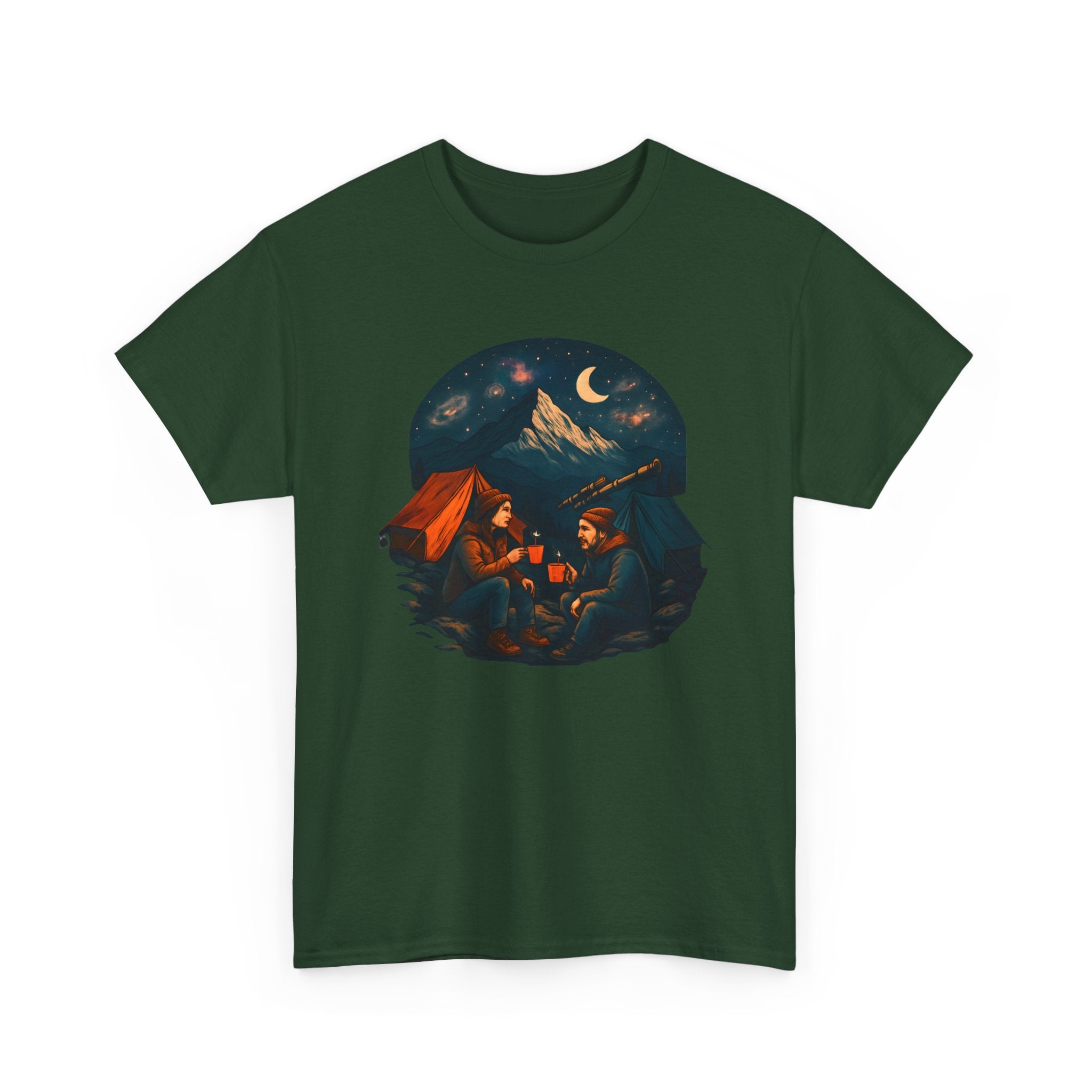 Camping Stars Coffee Telescopes T-Shirt | Camping Night Sky Tee