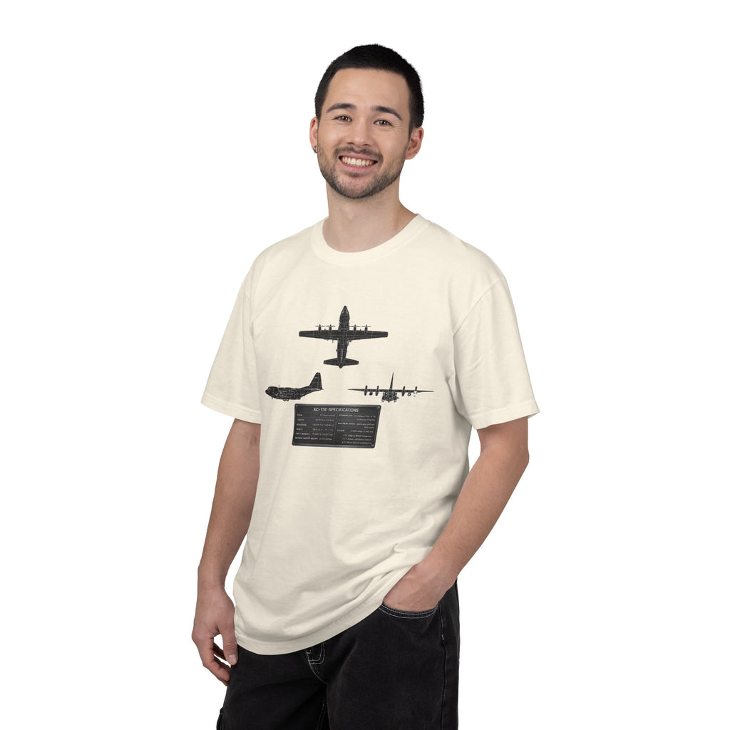AC-130 Gunship Schematic Blueprint T-shirt | Angel of Death Diagram Military Aircraft