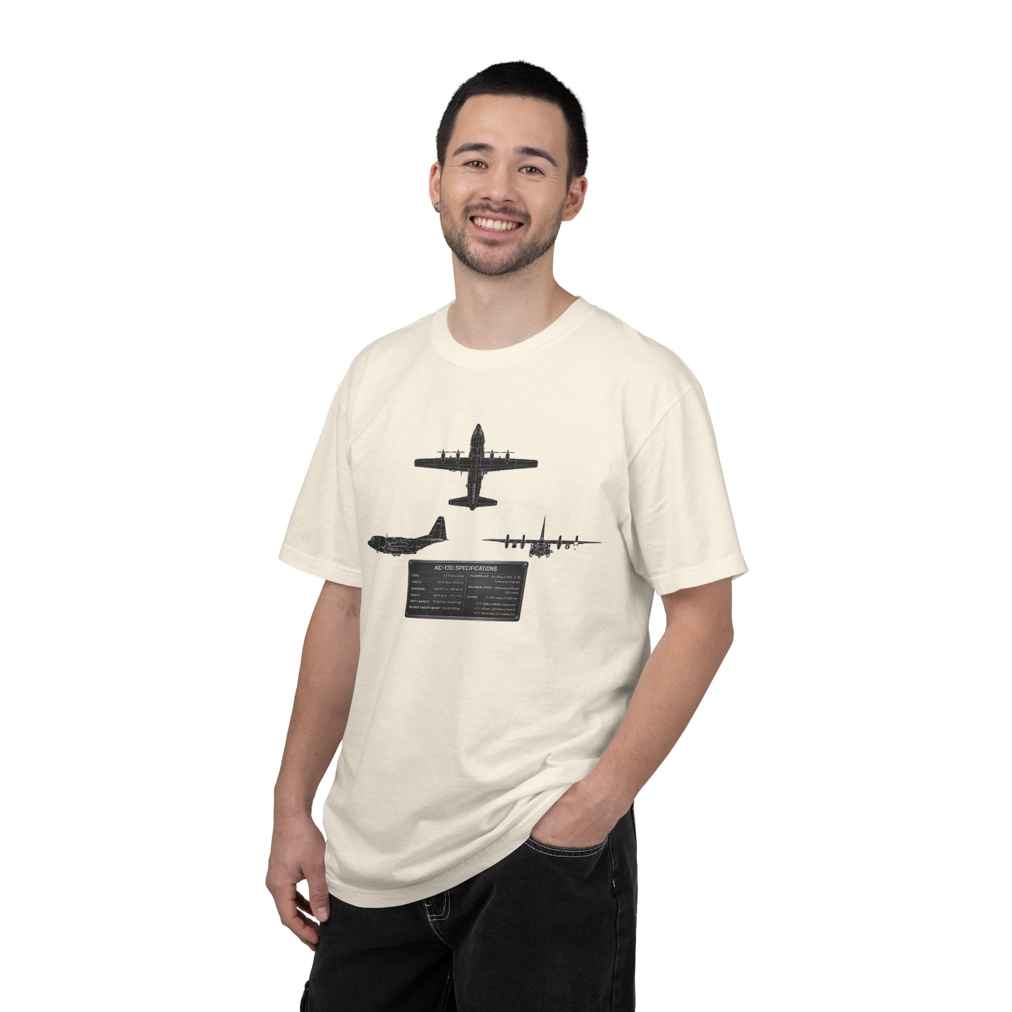 AC-130 Gunship Schematic Blueprint T-shirt | Angel of Death Diagram Military Aircraft